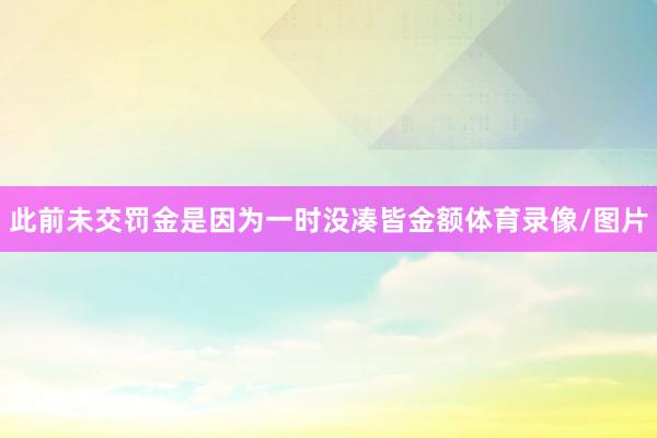 此前未交罚金是因为一时没凑皆金额体育录像/图片