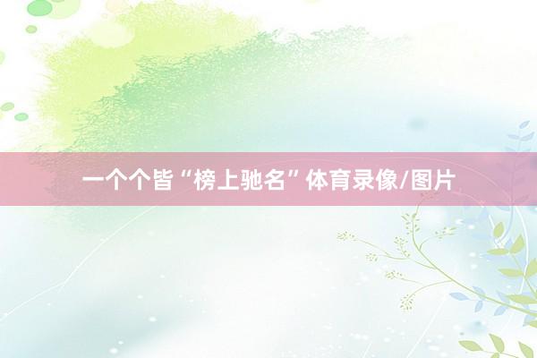 一个个皆“榜上驰名”体育录像/图片