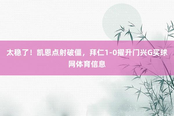 太稳了！凯恩点射破僵，拜仁1-0擢升门兴G买球网体育信息