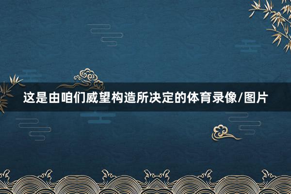 这是由咱们威望构造所决定的体育录像/图片