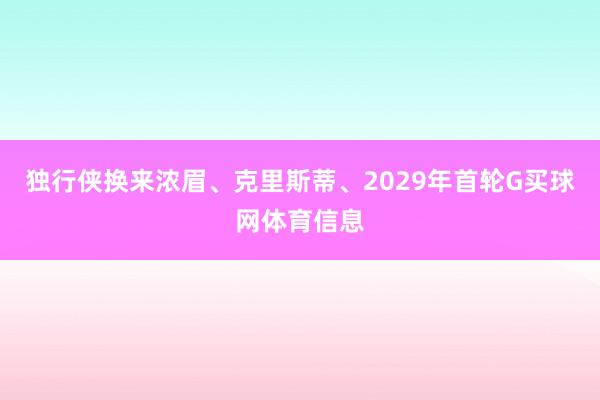 独行侠换来浓眉、克里斯蒂、2029年首轮G买球网体育信息