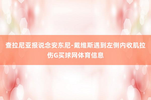 查拉尼亚报说念安东尼-戴维斯遇到左侧内收肌拉伤G买球网体育信息