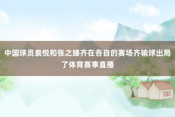 中国球员袁悦和张之臻齐在各自的赛场齐输球出局了体育赛事直播
