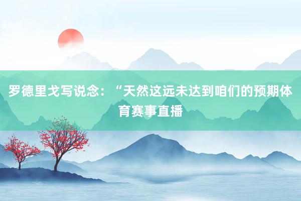 罗德里戈写说念：“天然这远未达到咱们的预期体育赛事直播