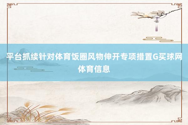 平台抓续针对体育饭圈风物伸开专项措置G买球网体育信息