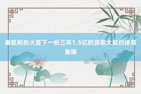 奏凯和热火签下一份三年1.5亿的顶薪大契约体育集锦