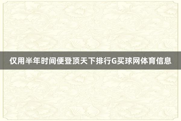 仅用半年时间便登顶天下排行G买球网体育信息