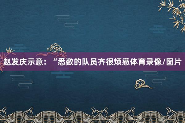 赵发庆示意：“悉数的队员齐很烦懑体育录像/图片