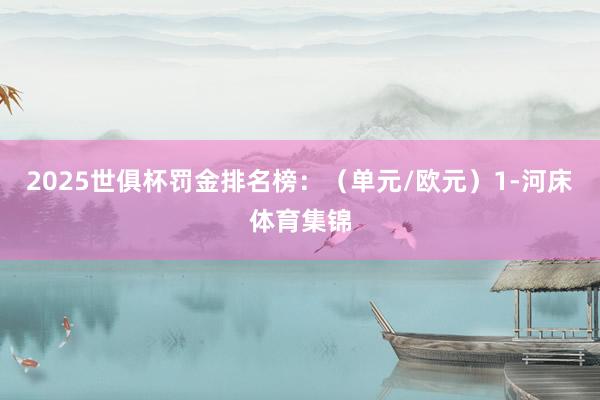 2025世俱杯罚金排名榜：（单元/欧元）1-河床体育集锦