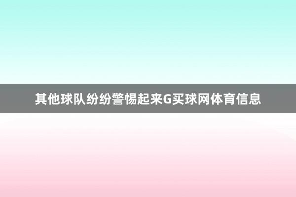 其他球队纷纷警惕起来G买球网体育信息