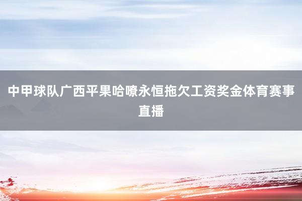 中甲球队广西平果哈嘹永恒拖欠工资奖金体育赛事直播