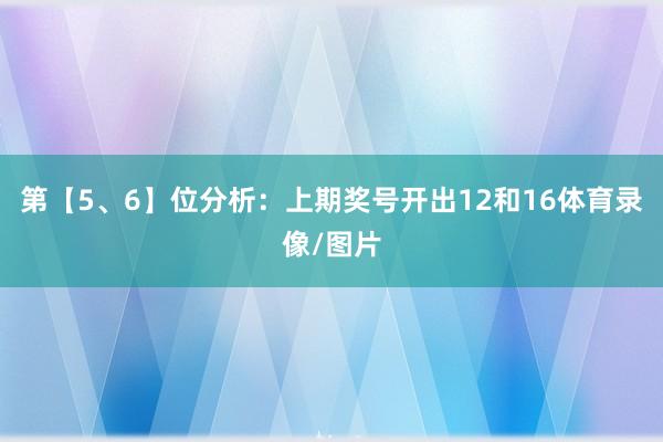 第【5、6】位分析：上期奖号开出12和16体育录像/图片